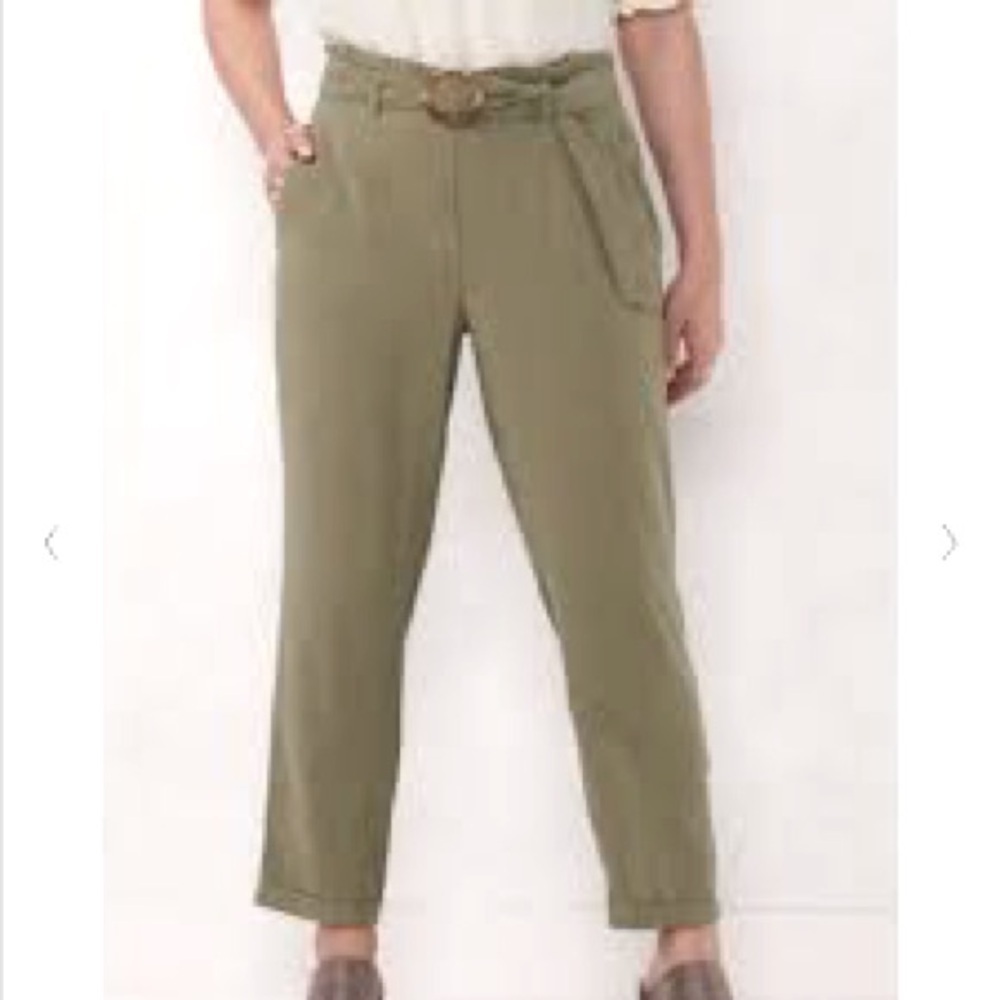 Lauren Conrad army green belted pants cuffed size medium